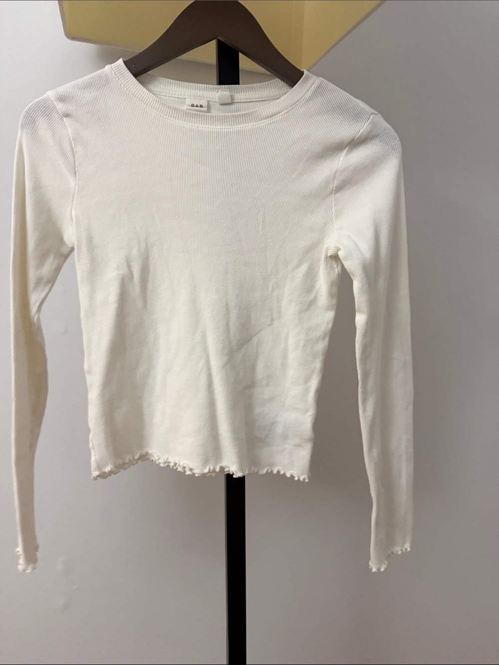GAP Cream Ribbed Long Sleeve Top